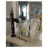 TOTEM POLE AND JESUS FIGURE
