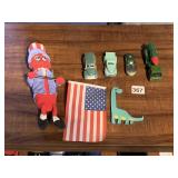 PATRIOTIC UNCLE SAM, DINOSAUR, ASSORTED TRUCK