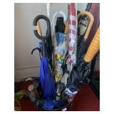 EAGLE GARBAGE CAN WITH LOTS OF UMBRELLAS