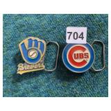 BREWERS AND CUBS BELT BUCKLES