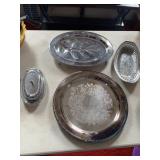 SILVER PLATE SERVING; PIECES