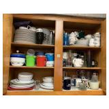 CORELLE DISHES AND MUGS CONTENTS OF CABINET