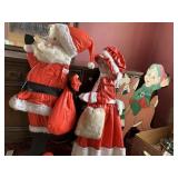 WOOD STANDING MR. AND MRS. CLAUS AND ELF RIDING