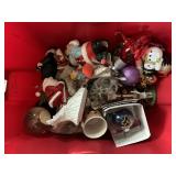 TOTE FILLED WITH HOLIDAY Dï¿½COR AND ORNAMENTS