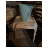 PLASTIC SIDE TABLE AND TRASH CAN