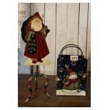 SANTA W/ STAND, METAL BASKET