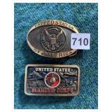 US MARINE CORP, USA PRESIDENT SEAL BELT BUCKLES
