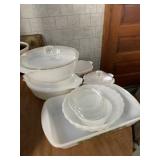 ANCHOR HOCKING WHITE BAKEWARE AND OTHER LARGE