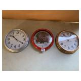 3 DECORATIVE WALL HANGING SMALL CLOCKS