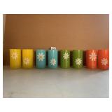 8 VINTAGE GLASSES 4 COLORS W/ FLOWERS