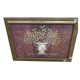 FLOWERS IN URN GOLD FRAME 30" X 42" W