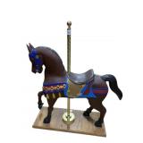 CAROUSEL HORSE HAND CRAFTED STANDING 36" H ON OAK