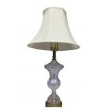 ETCHED CRYSTAL LAMP WITH SHADE 31 INCHES HIGH
