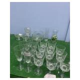 ASSORTED GLASSWARE INCLUDING UNUSUAL FOOTED