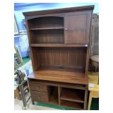 CHERRY FINISH TWO PIECE WORK DESK SLASH DISPLAY