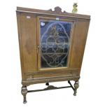 1920S WALNUT CHINA CABINET ONE DOOR ONE DRAWER