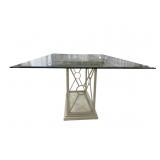 IMPRESSIVE BEVELED THICK TOP GLASS TABLE WITH