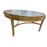 LIGHT WOOD BASE FROSTED GLASS TOP WITH CROSS