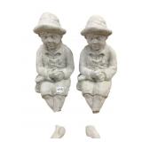 CEMENT WALL SITTING FISHER MEN 16 INCHES HIGH
