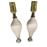 MARBLE BASE FROSTED CENTER 14-INCH-HIGH PAIR OF