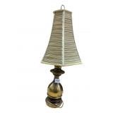 LAMP WITH UNUSUAL SHADE 26 INCHES HIGH STURDY