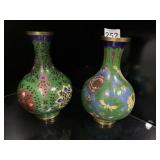 PAIR OF 6.5-INCH-HIGH CHINESE BRASS VASES