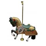 CAROUSEL HORSE HAND CARVED AND PAINTED WITH BRASS