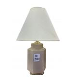 BEIGE 1980S LAMP OCTAGON BASE WITH SHADE 19