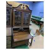 MAHOGANY DROOP FRONT SECRETARY TWO DOOR TOP WITH