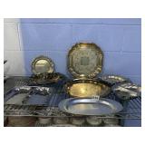 GROUP SILVER PLATE SERVING PIECES, STAINLESS