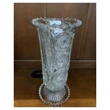 ANTIQUE PRESSED GLASS VASE DOES HAVE SMALL CHIP