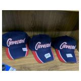 THREE NEW CLEVELAND BLUE AND RED HAT PRESS ENTER