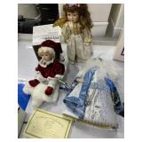 COLLECTOR DOLL PORCELAIN WITH RED CHRISTMAS SUIT