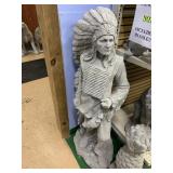 CEMENT INDIAN CHIEF 50" H X 18" W