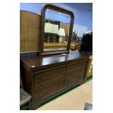 BROYHILL CHERRY FINISH DRESSER W/ BEVELED MIRROR