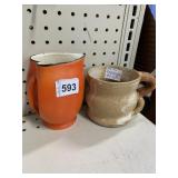 MCM HEART SHAPE PITCHER AND STONEWARE MUG