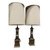 EAGLE DECORATION TABLE LAMP PAIR WITH WOOD CENTER