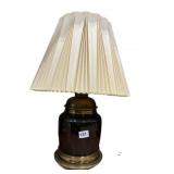 BROWN CENTER WITH BRASS BASE LAMP OVERALL HEIGHT