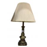 BRASS TABLE LAMP 26-INCH-HIGH PLEADED SHADE