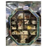 MINIATURE MIRRORED BACK CASE WITH ANIMALS, 17