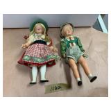 9.5" VINTAGE SCHMIDER BOY AND GIRL DOLL