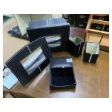 LEATHER FINISH DESK BOX PICTURE FRAME AND PEN
