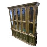 LARGE 2 PIECE CHINA CABINET 4 DOOR TOP 4 DOOR
