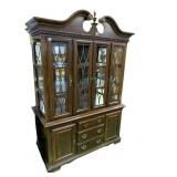 CHERRY CHINA CABINETS TWO PIECE OPEN PEDIMENT TOP