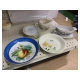 GRAVY BOAT, CREAMER, HAND PAINTED PLATES 6