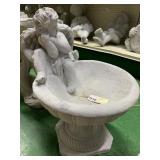 ANGEL BIRD BATH CEMENT 21" H X 14" DIAMETER