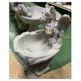 DRAGON BIRD BATH CEMENT CONSTRUCTION 20" H X 14"