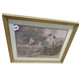 PRINT OF CHILDREN FISHING 15.5 H18 .5 W