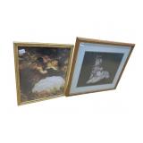 CHILDREN EMBRACING PRINTS IN GOLD WOOD FRAME