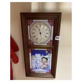 BETTY BOOP BATTERY CLOCK WINTER 18" X 9.5"